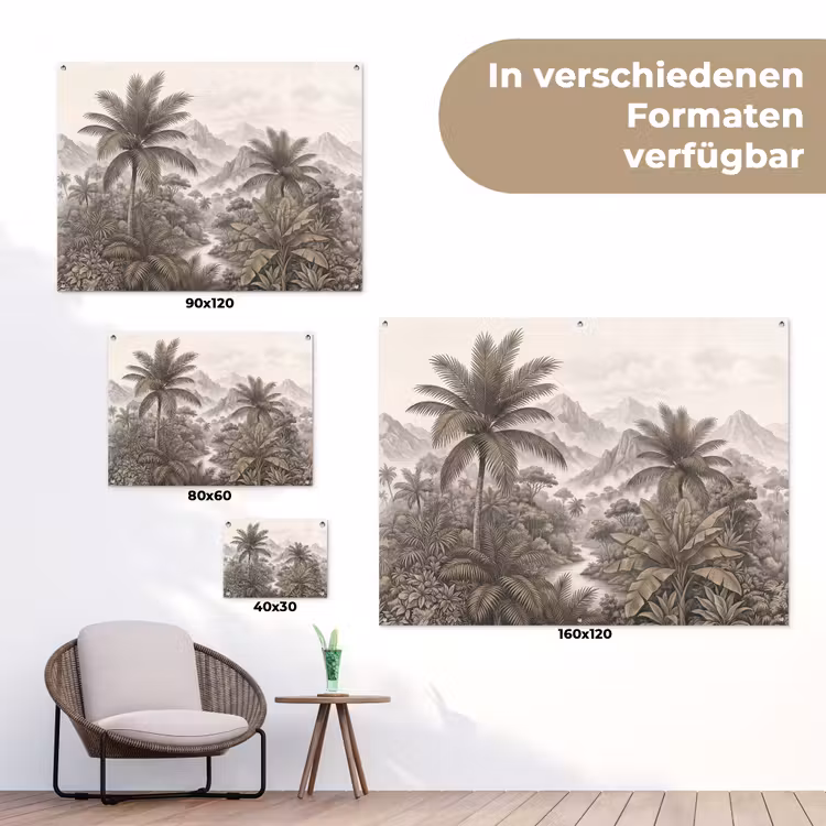 Natuur - Bergen - Rivier - Tropisch - Vintage tuinposter los doek klein -Xsfeer9_DE