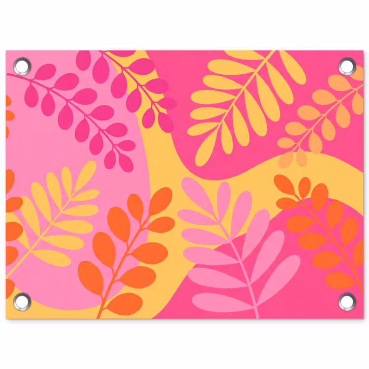 Natuur - Bladeren - Abstract - Roze - Geel tuinposter los doek klein -3d