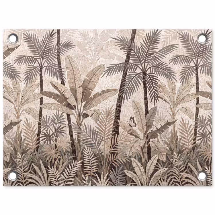 Natuur - Bladeren - Landschap - Mozaïek - Beige tuinposter los doek klein -3d
