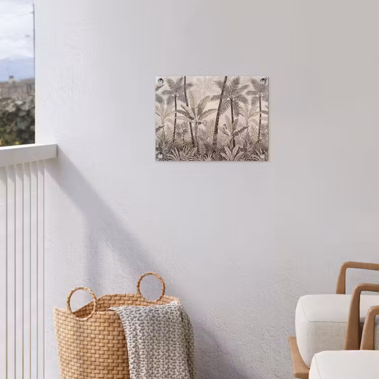 Natuur - Bladeren - Landschap - Mozaïek - Beige tuinposter los doek klein -sfeer8