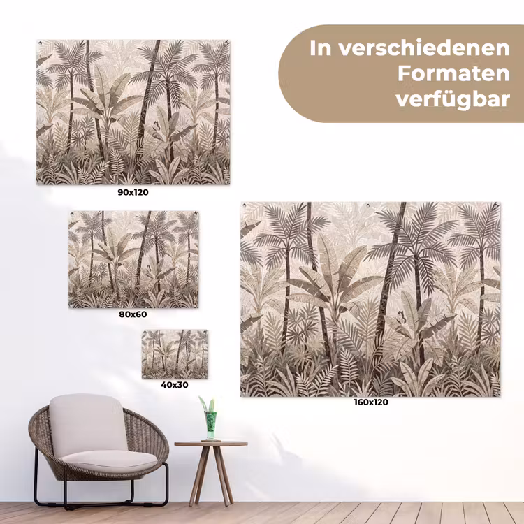Natuur - Bladeren - Landschap - Mozaïek - Beige tuinposter los doek klein -Xsfeer9_DE