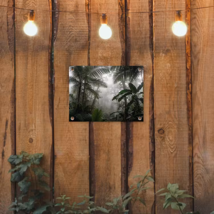 Natuur - Jungle - Mist - Groen - Bladeren tuinposter los doek klein -sfeer1