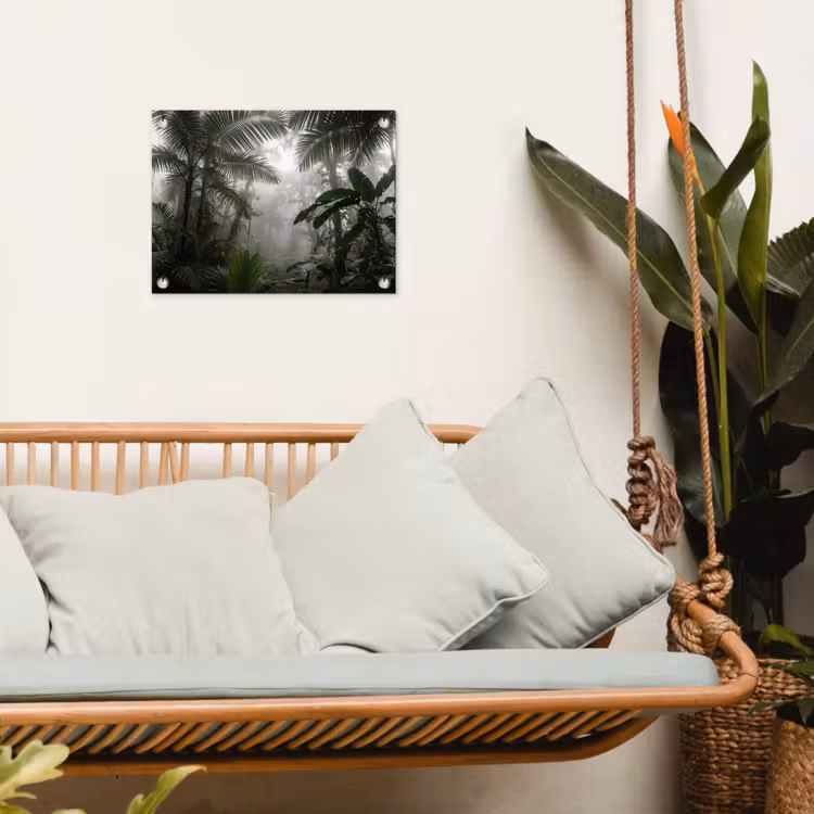 Natuur - Jungle - Mist - Groen - Bladeren tuinposter los doek klein -sfeer7