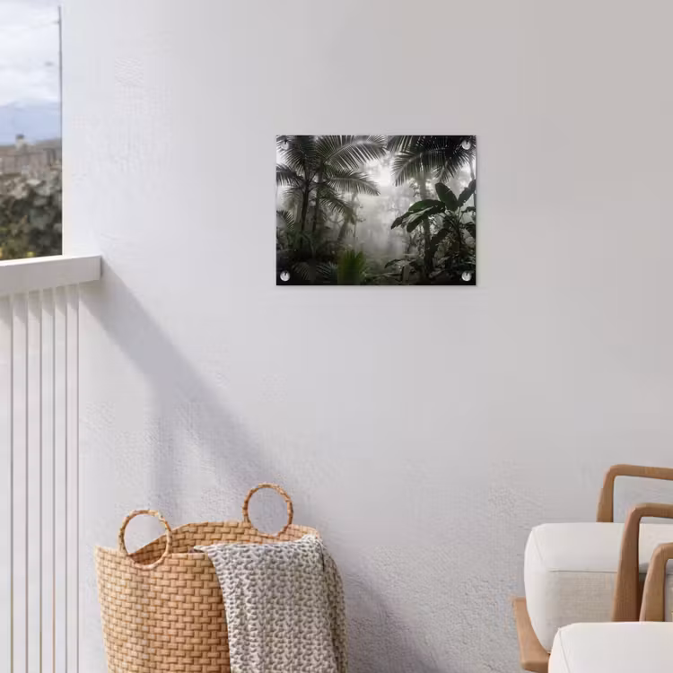 Natuur - Jungle - Mist - Groen - Bladeren tuinposter los doek klein -sfeer8