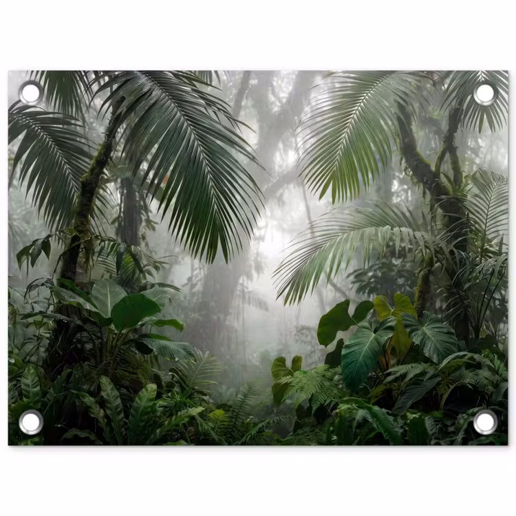 Natuur - Jungle - Mist - Tropisch - Groen tuinposter los doek klein -3d