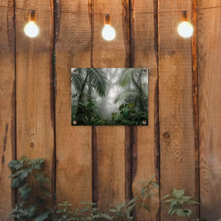 Natuur - Jungle - Mist - Tropisch - Groen tuinposter los doek klein -sfeer1