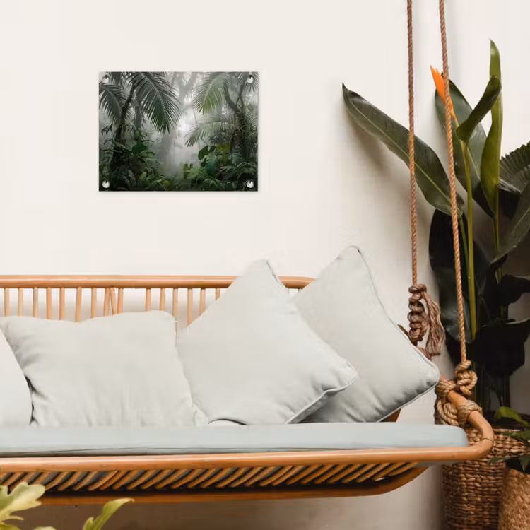 Natuur - Jungle - Mist - Tropisch - Groen tuinposter los doek klein -sfeer7