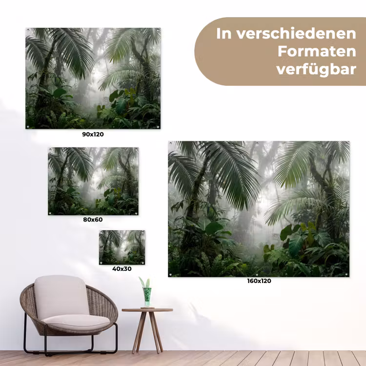 Natuur - Jungle - Mist - Tropisch - Groen tuinposter los doek klein -Xsfeer9_DE
