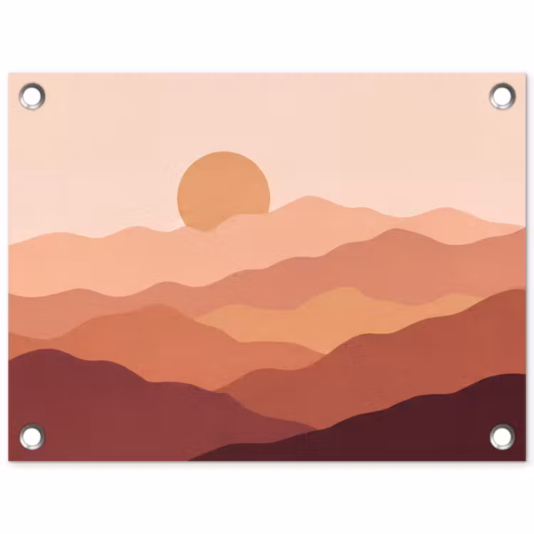 Natuur - Heuvels - Abstract - Modern - Oranje tuinposter los doek klein -3d