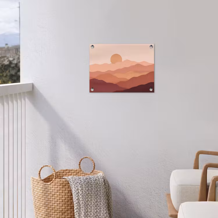Natuur - Heuvels - Abstract - Modern - Oranje tuinposter los doek klein -sfeer8