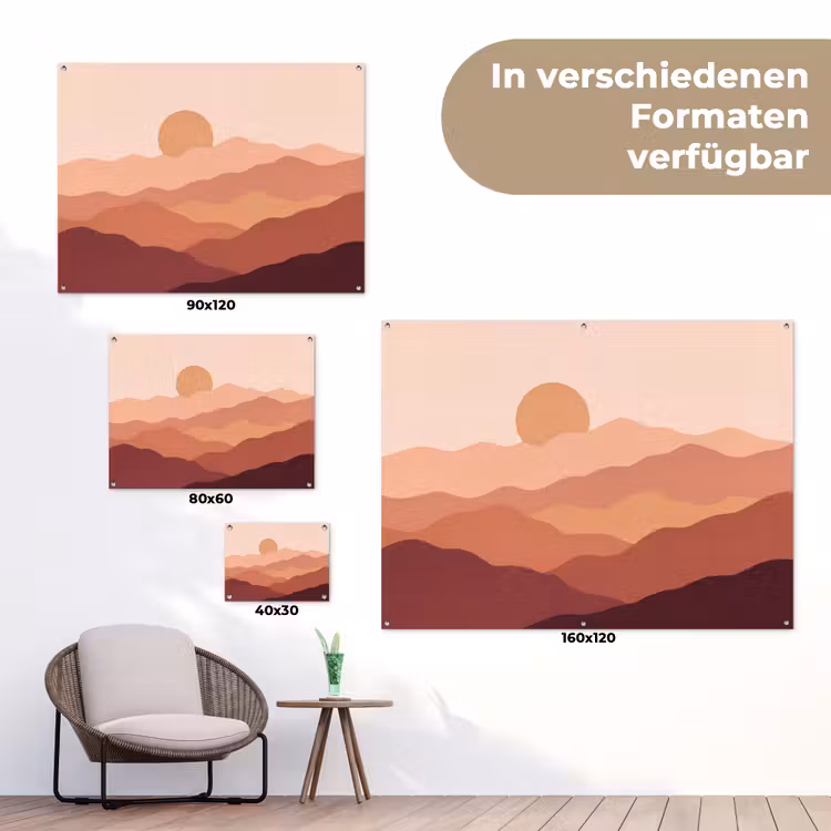 Natuur - Heuvels - Abstract - Modern - Oranje tuinposter los doek klein -Xsfeer9_DE