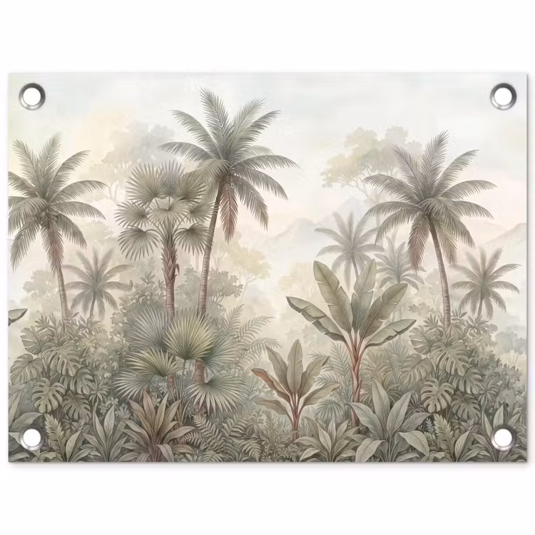 Natuur - Tropisch bos - Landschap - Aquarel - Groen tuinposter los doek klein -3d