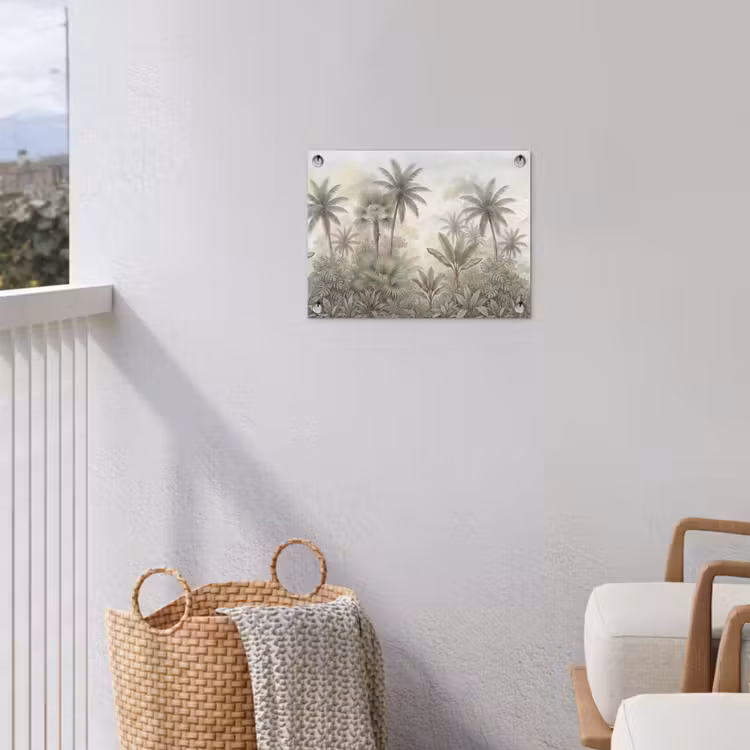 Natuur - Tropisch bos - Landschap - Aquarel - Groen tuinposter los doek klein -sfeer8