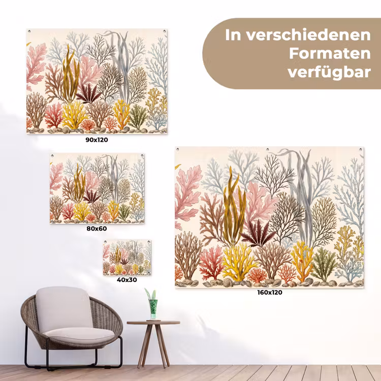 Natuur - Onderwater - Botanisch - Vintage - Kleurrijk tuinposter los doek klein -Xsfeer9_DE