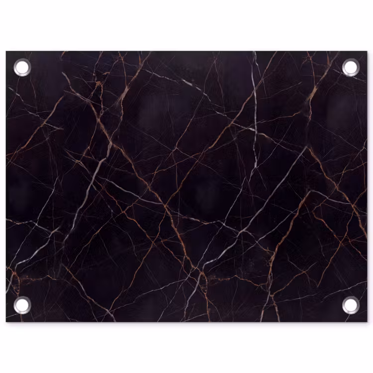 Natuursteen - Marmerpatroon - Abstract - Modern - Zwart - Goud tuinposter los doek klein -3d