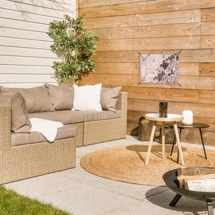 Natuursteen - Patroon - Abstract - Beige - Grijs tuinposter los doek klein -sfeer4