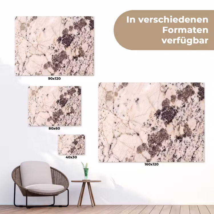 Natuursteen - Patroon - Abstract - Beige - Grijs tuinposter los doek klein -Xsfeer9_DE