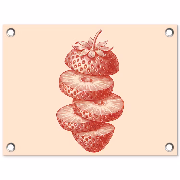 Fruit - Gesneden - Illustratie - Rood - Vintage tuinposter los doek klein -3d