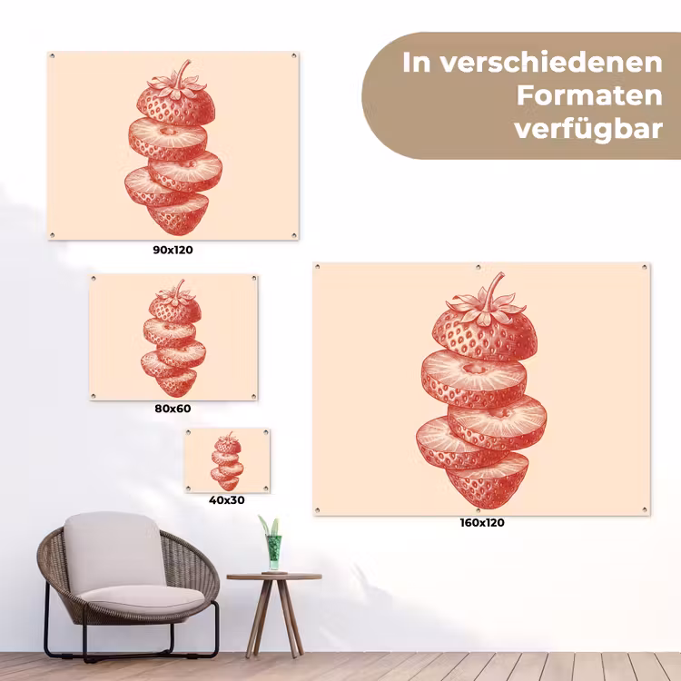 Fruit - Gesneden - Illustratie - Rood - Vintage tuinposter los doek klein -Xsfeer9_DE