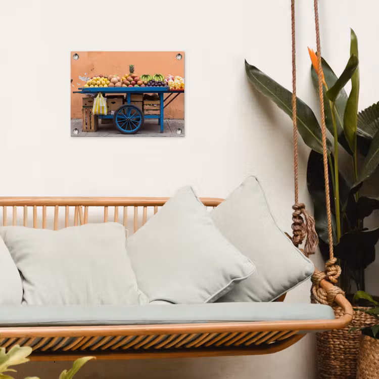 Gartenposter - Obst – Kar – Straße - Fruit - Kar - Straat tuinposter los doek klein