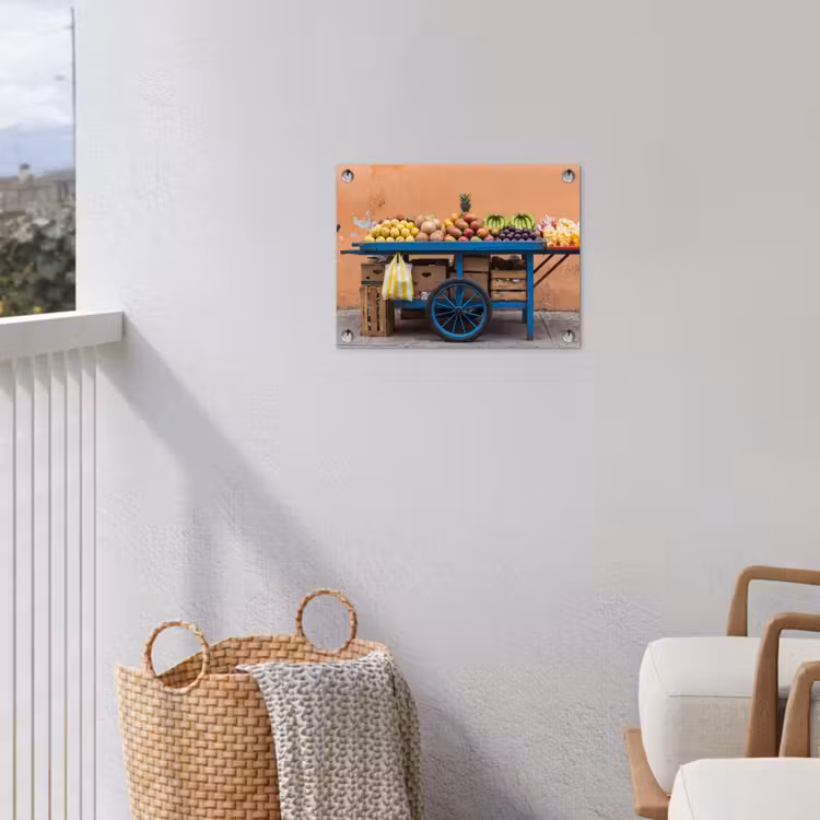 Gartenposter - Obst – Kar – Straße - Fruit - Kar - Straat tuinposter los doek klein