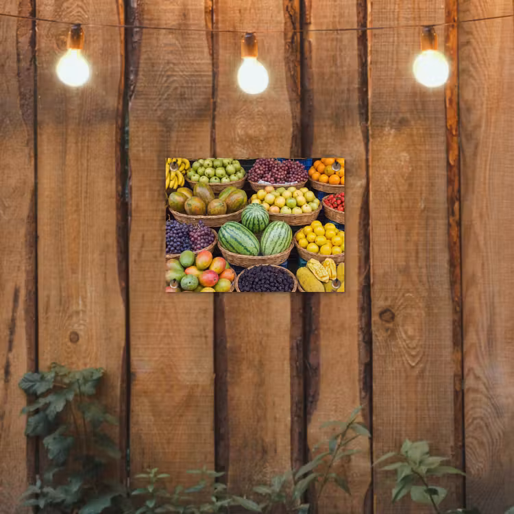 Gartenposter - Obst – Markt – Bunt - Fruit - Markt - Kleurrijk tuinposter los doek klein