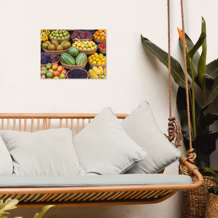 Gartenposter - Obst – Markt – Bunt - Fruit - Markt - Kleurrijk tuinposter los doek klein