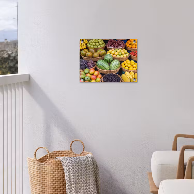 Gartenposter - Obst – Markt – Bunt - Fruit - Markt - Kleurrijk tuinposter los doek klein