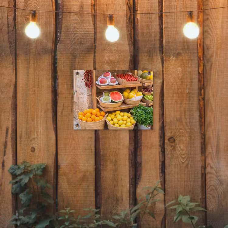 Gartenposter - Obst – Markt – Frisch - Fruit - Markt - Vers tuinposter los doek klein
