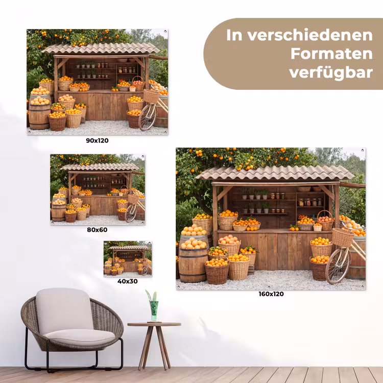 Gartenposter - Obst – Markt – Ländlich - Fruit - Markt - Landelijk tuinposter los doek klein