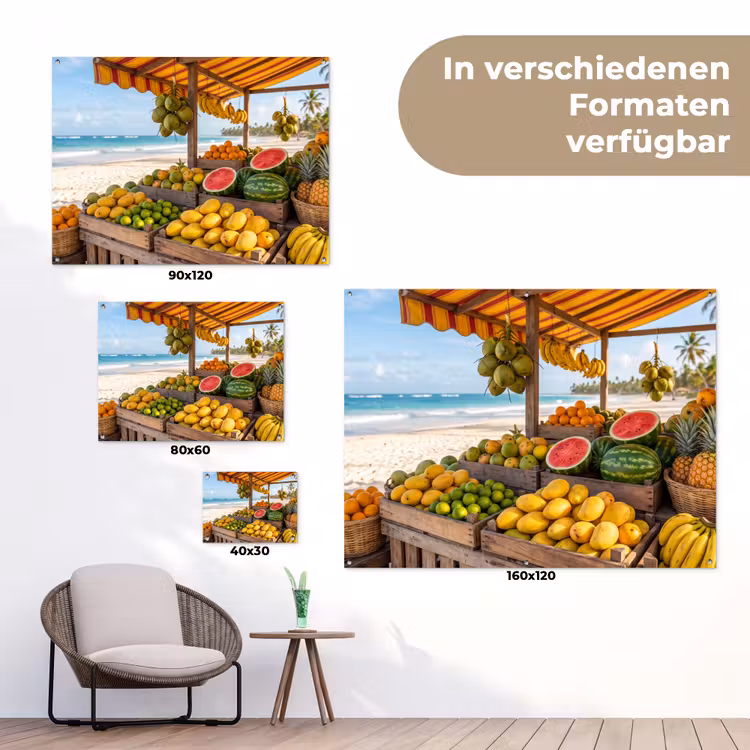 Gartenposter - Obst – Strand – Tropisch - Fruit - Strand - Tropisch tuinposter los doek klein