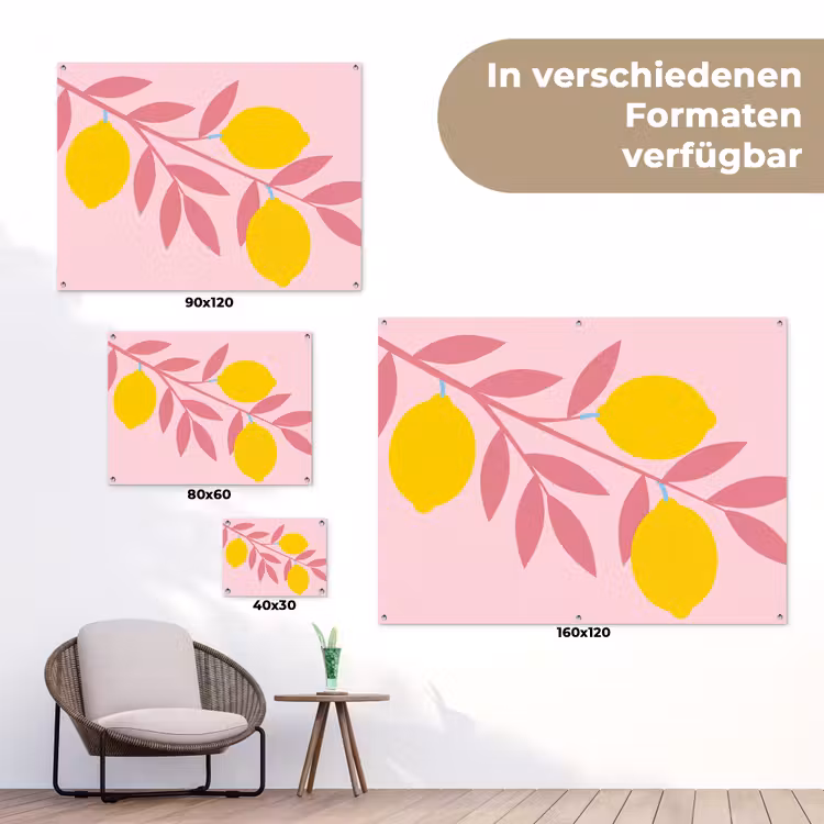 Fruit - Tak - Natuur - Abstract - Roze tuinposter los doek klein -Xsfeer9_DE