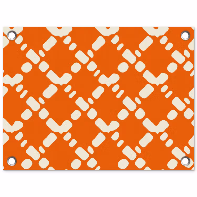 Oranje - Ruitpatroon - Wit tuinposter los doek klein 239 -3d