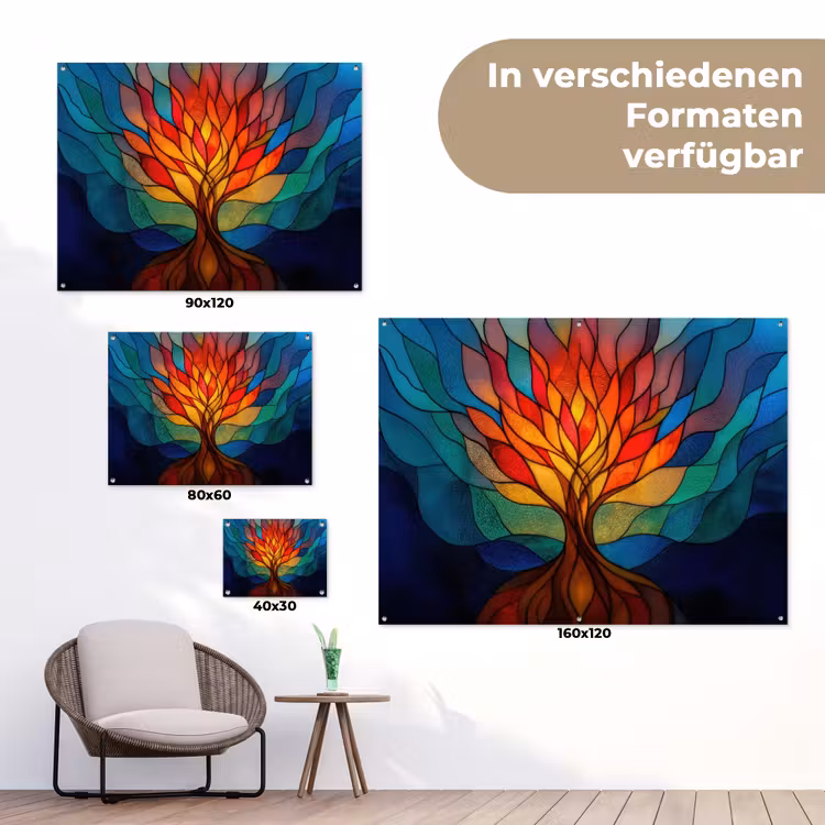 Sierglas - Boom - Rood - Vlakken tuinposter los doek klein -Xsfeer9_DE