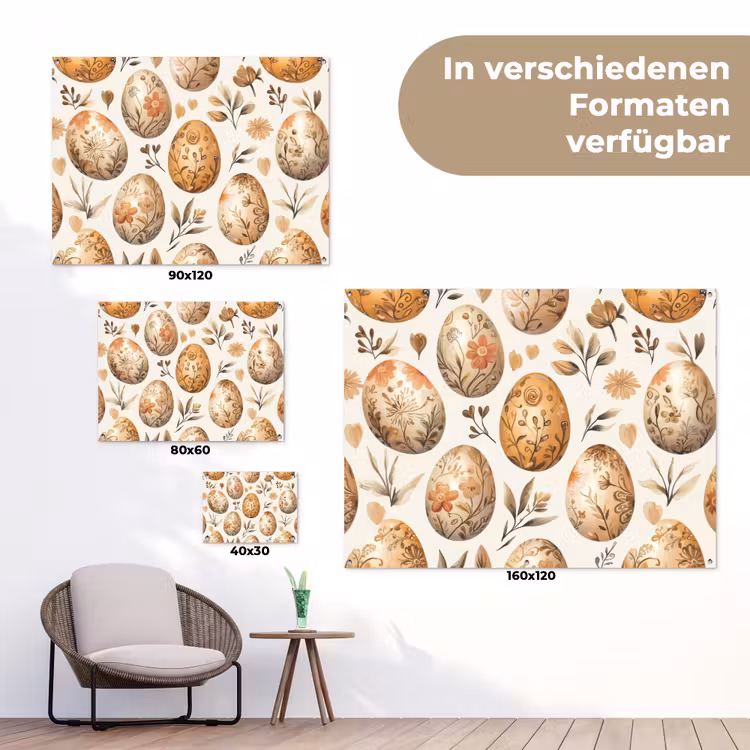 Paaseieren - Bruin - Bloemen tuinposter los doek klein -Xsfeer9_DE