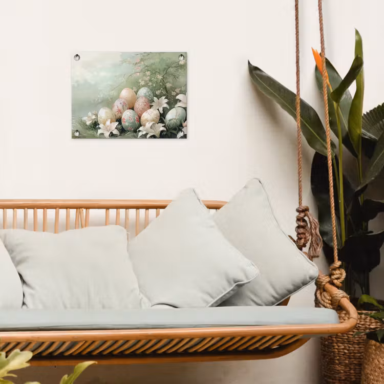 Paaseieren - Pasteltinten - Bloemen tuinposter los doek klein -sfeer7