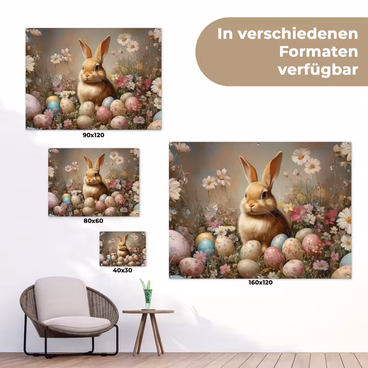 Paashaas - Lente - Paaseieren tuinposter los doek klein -Xsfeer9_DE