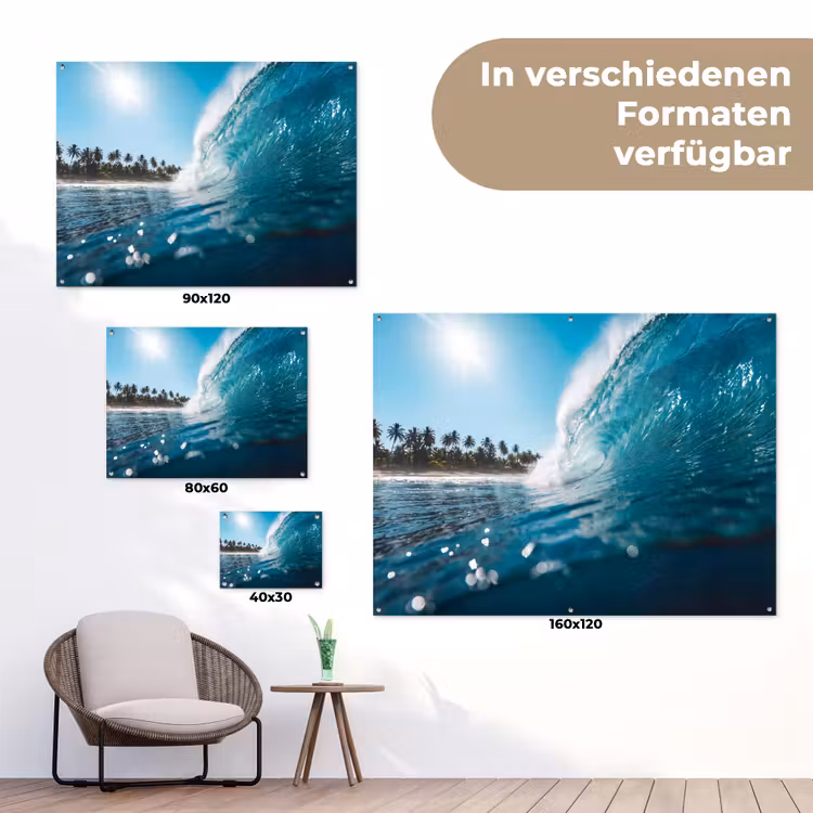 Oceaan - Golf - Strand - Natuur - Blauw tuinposter los doek klein -Xsfeer9_DE
