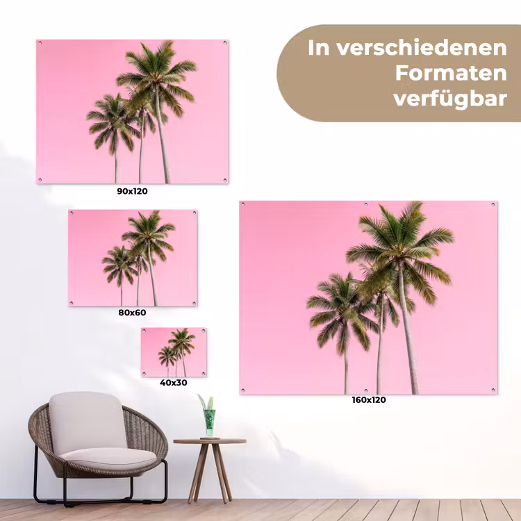 Palmboom - Tropisch - Pink tuinposter los doek klein -Xsfeer9_DE