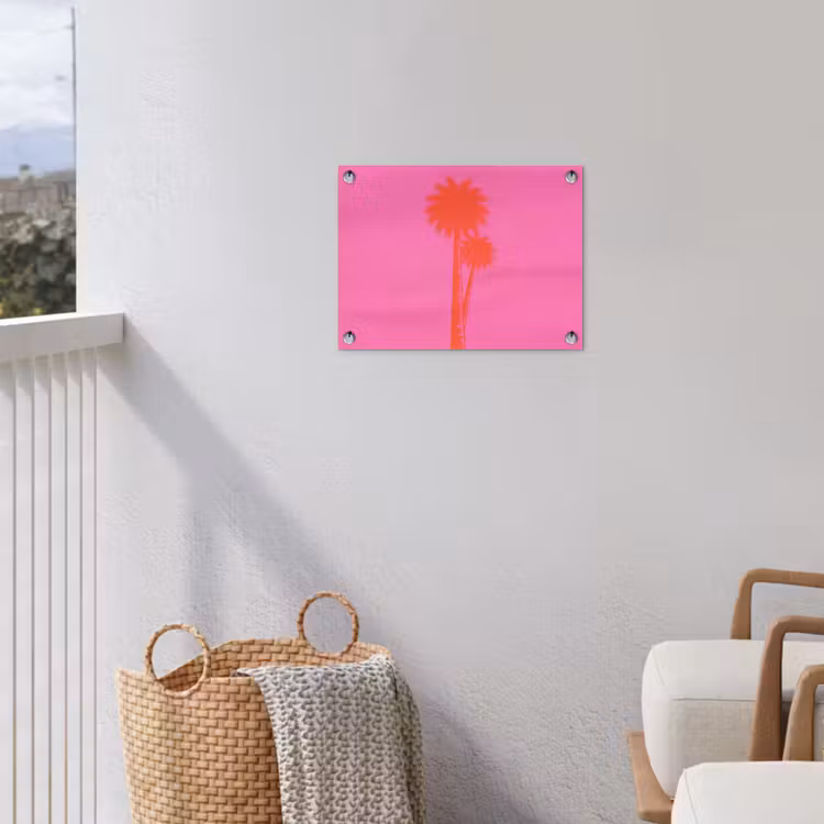 Palmbomen - Modern - Roze tuinposter los doek klein -sfeer8