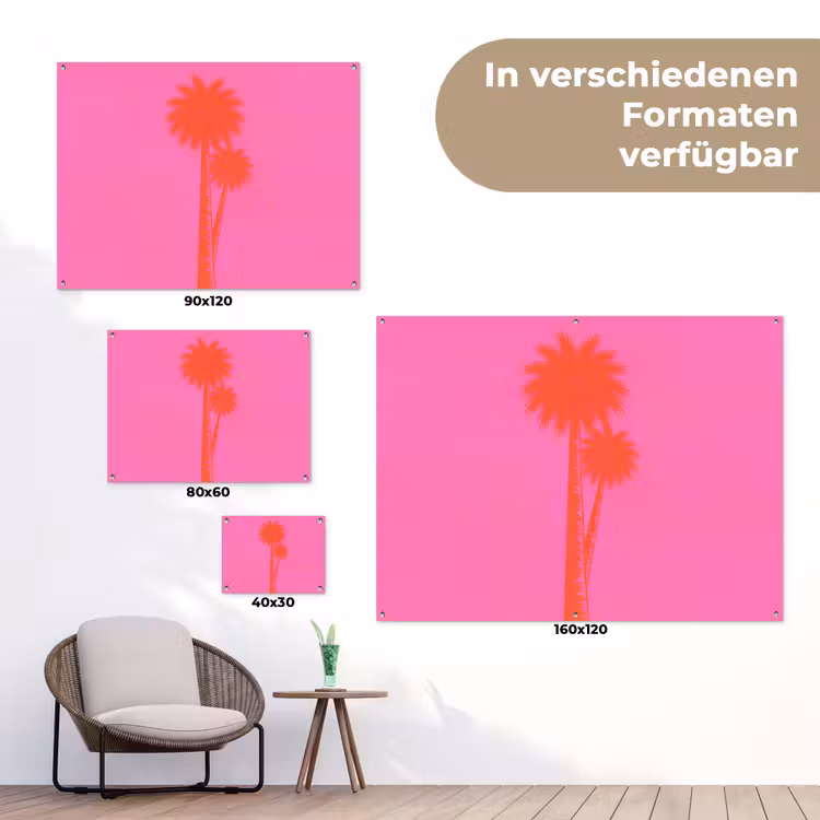 Palmbomen - Modern - Roze tuinposter los doek klein -Xsfeer9_DE