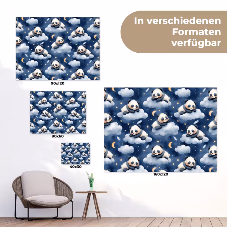 Panda's - Slapen - Blauw tuinposter los doek klein 239 -Xsfeer9_DE