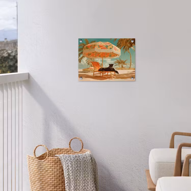Panter - Zwart - Strand - Parasol tuinposter los doek klein -sfeer8