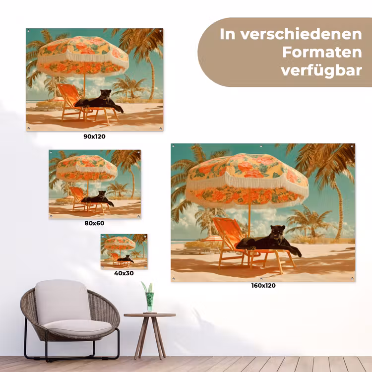 Panter - Zwart - Strand - Parasol tuinposter los doek klein -Xsfeer9_DE