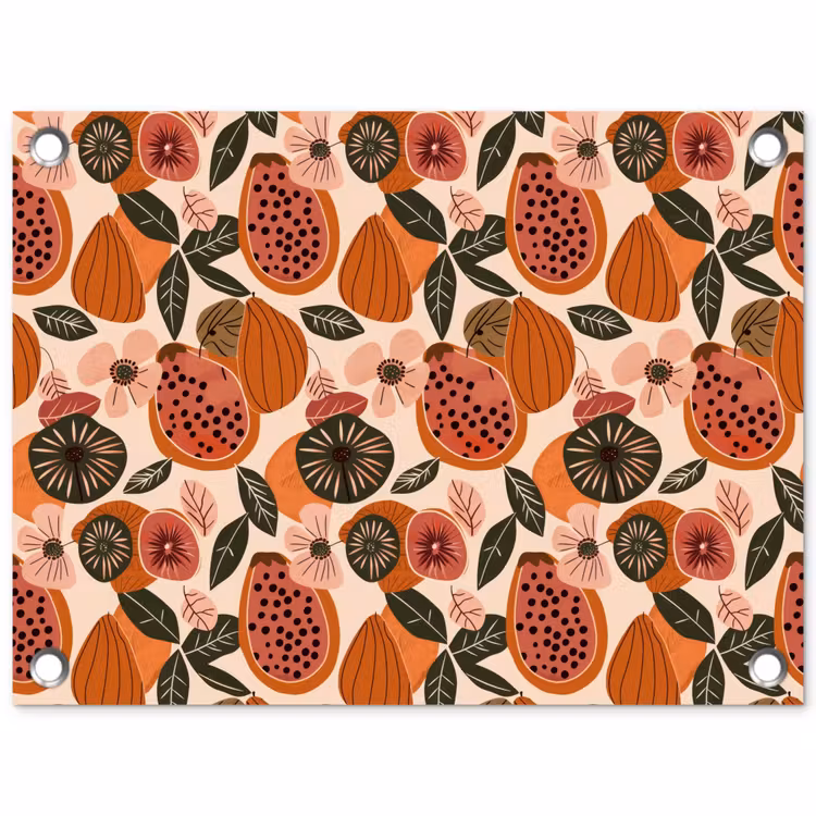 Papaja - Bloesem - Oranje tuinposter los doek klein 239 -3d
