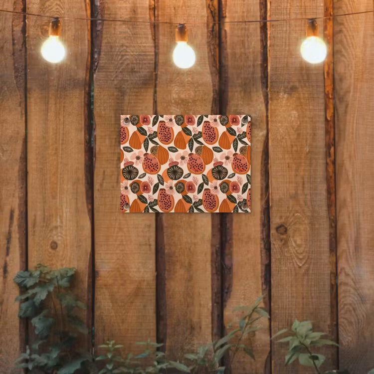 Papaja - Bloesem - Oranje tuinposter los doek klein 239 -sfeer1