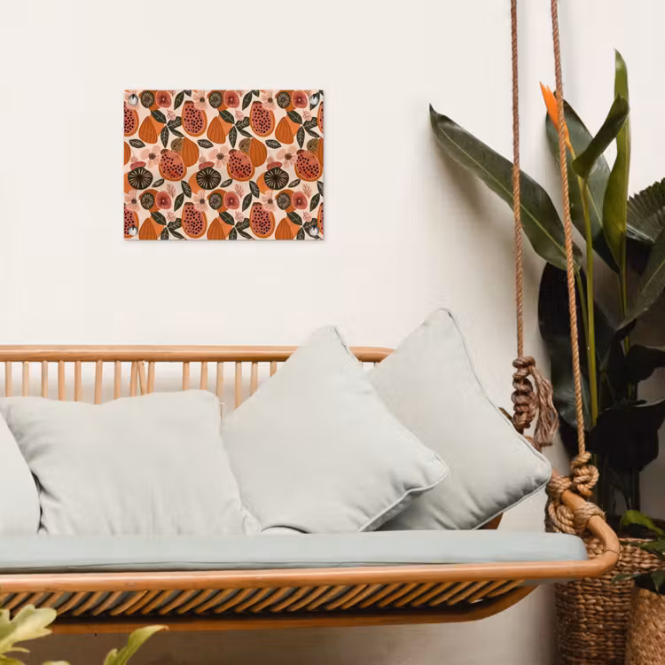 Papaja - Bloesem - Oranje tuinposter los doek klein 239 -sfeer7