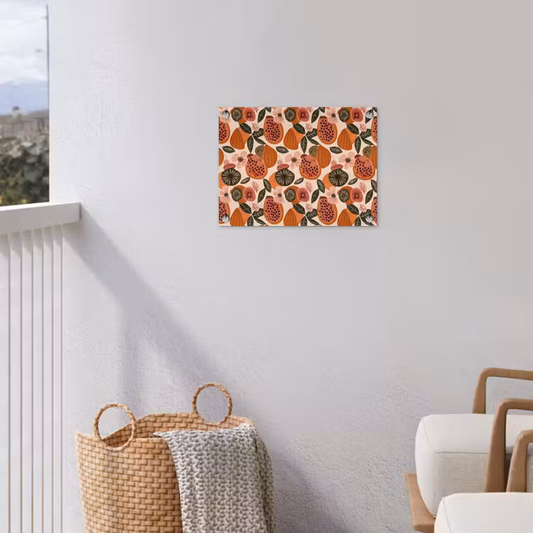 Papaja - Bloesem - Oranje tuinposter los doek klein 239 -sfeer8