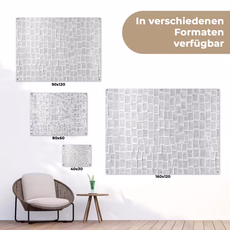 Papier - Overlappend - Textuur - Modern - Wit tuinposter los doek klein -Xsfeer9_DE