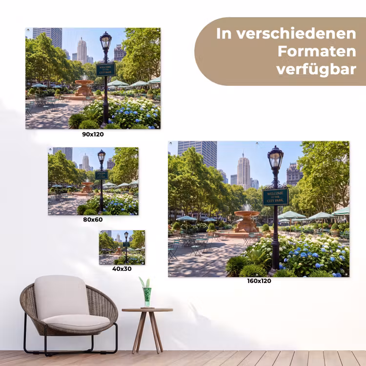 Park - Fontein - Stad - Natuur tuinposter los doek klein -Xsfeer9_DE
